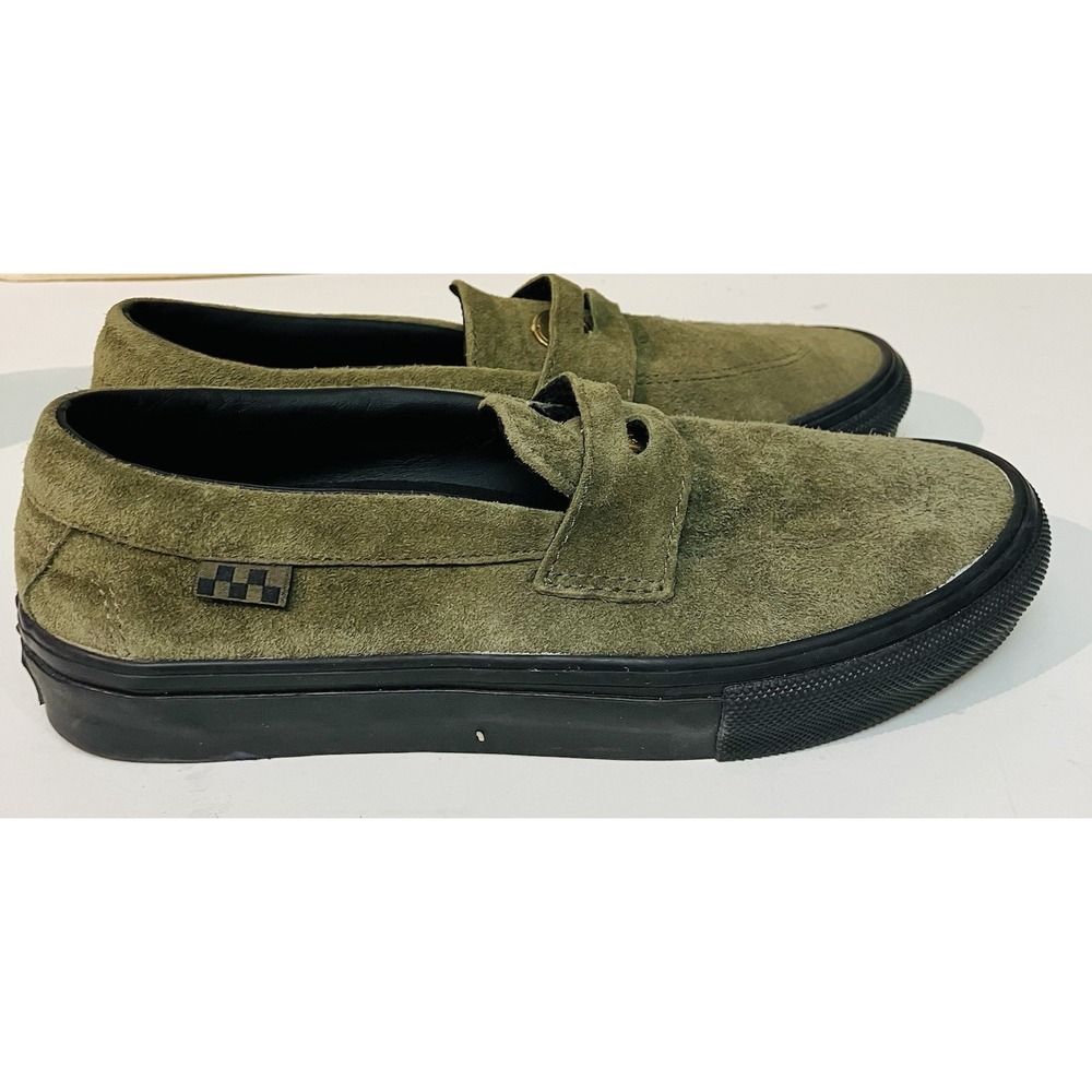 VANS Adrianne Sloboh  Men's 7 Green Suede Slip Ons